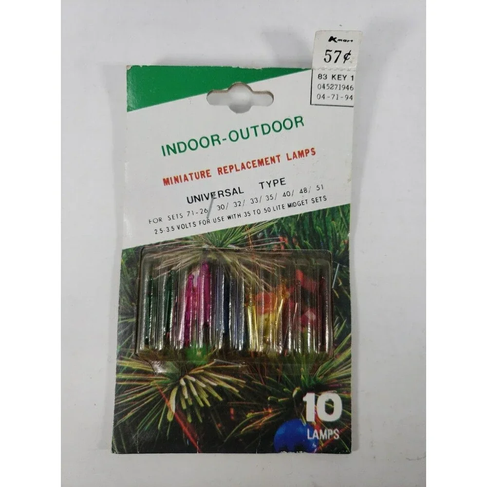 Miniature Replacement 10 Lamps Indoor Outdoor Universal Type Christmas Kmart VTG